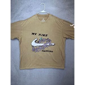 The Nike Tee Sweater‎ Mens XL Tan My Nike Friends Swoosh Crew Neck Sweatshirt